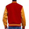 Scarlet Red Wool Body & Bright Gold Leather Sleeves letterman jacket!